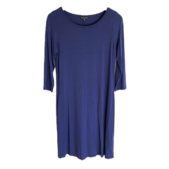 🌺EILEEN FISHER Navy Blue Flowy T-shirt Dress Size PETITE Medium🌺 - Picture 1 of 4